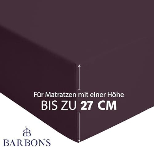 BARBONS Spannbettlaken 140x200 cm – 100% Baumwolle Jersey, für Boxspringbett & Matratzen bis 27 cm – Hellgrau