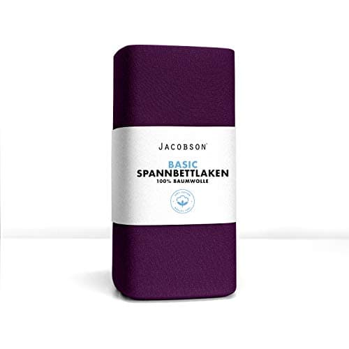 Jacobson Jersey-Spannbettlaken aus Baumwolle – OEKO-TEX STANDARD 100, 180x200–200x200 cm, Weiß