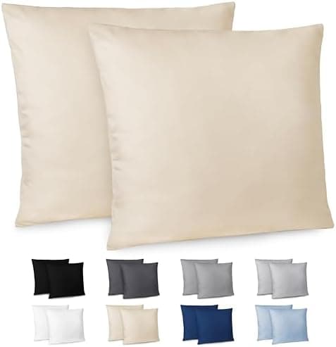 Dreamzie Kissenbezug 40x80 (2er Set) – Mikrofaser weich, OEKO-TEX STANDARD 100, Anthrazit mit Reißverschluss