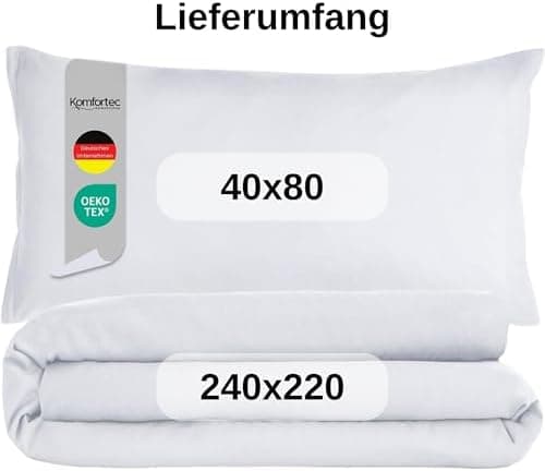 Komfortec Bettwäsche 2‑teilig (Bettbezug 155x220 + Kissenbezug 80x80) – superweiche gebürstete 100% Mikrofaser, Grau, OE