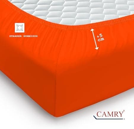 Camry Spannbettlaken 180x200–200x200 cm – Baumwoll‑Jersey Orange