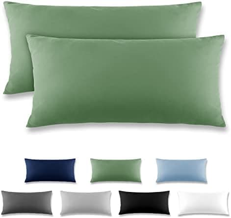 REDKEY Kissenbezug 40x80 cm 2er Set – gebürstetes Mikrofaser, Reißverschluss, waschbar bis 40°C – Anthrazit