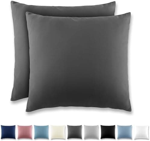 REDKEY Kissenbezug 40x80 cm 2er Set – gebürstetes Mikrofaser, Reißverschluss, waschbar bis 40°C – Anthrazit