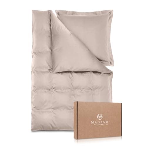 Magano® Bettwäsche 135x200 Taupe – Bambus & Baumwolle Satin 400 TC Premium, Deckenbezug 135x200 cm + Kissenbezug 40x80 c