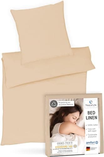 Bettwäsche 135x200 – 100% Renforce Baumwolle (OEKO-TEX STANDARD 100) | Set: Bettbezug 135x200 + Kissenbezug 80x80