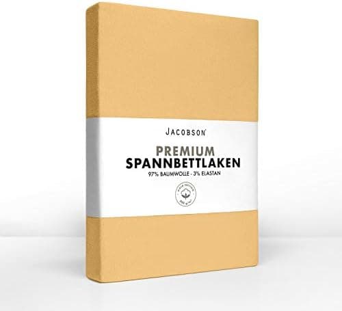Jacobson Jersey-Spannbettlaken aus Baumwolle – OEKO-TEX STANDARD 100, 180x200–200x200 cm, Weiß