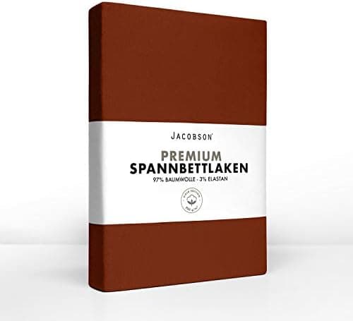 Jacobson Jersey-Spannbettlaken aus Baumwolle – OEKO-TEX STANDARD 100, 180x200–200x200 cm, Weiß