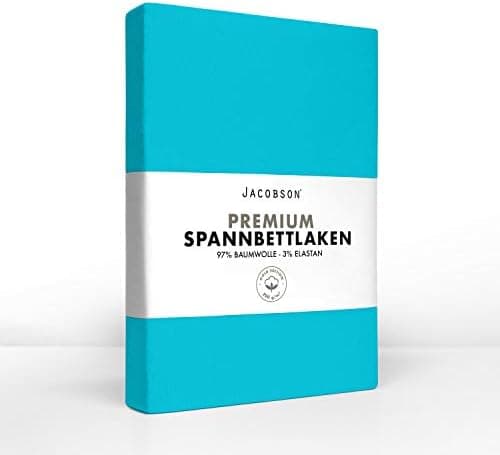 Jacobson Jersey-Spannbettlaken aus Baumwolle – OEKO-TEX STANDARD 100, 180x200–200x200 cm, Weiß