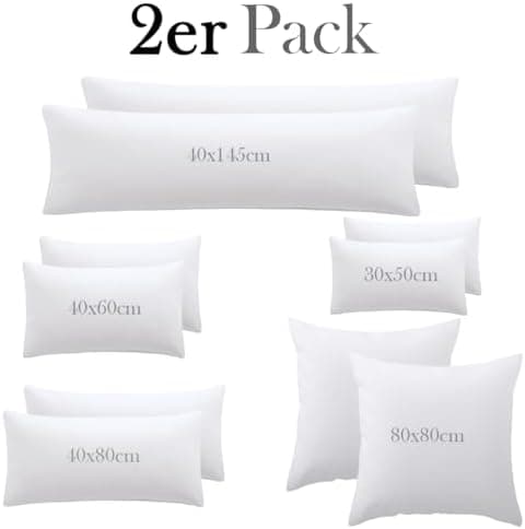 Kissenbezug 40x80 cm 2er Set – 100% Mikrofaser Beige, weich & bügelfrei mit Reißverschluss