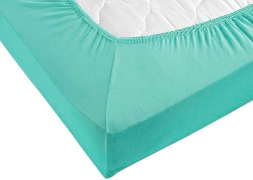 Jersey-Spannbettlaken 100% Baumwolle – 90–100×200 cm, für Matratzen bis 25 cm (Steghöhe bis 23 cm), Beige