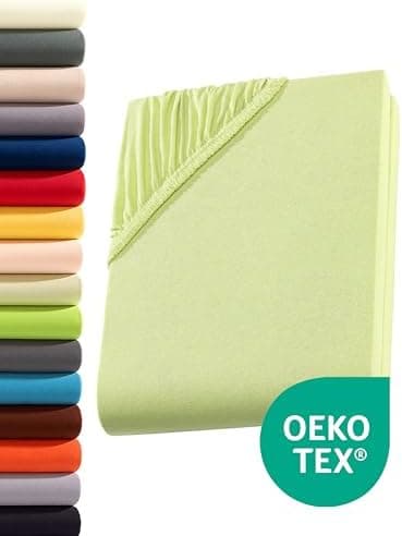 Jersey-Spannbettlaken 100% Baumwolle – 90–100×200 cm, für Matratzen bis 25 cm (Steghöhe bis 23 cm), Beige
