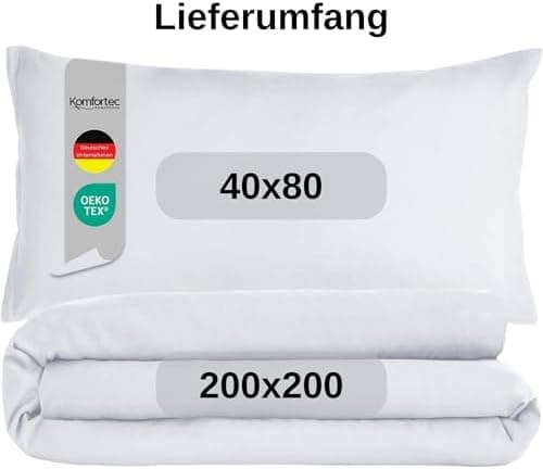 Komfortec Bettwäsche 2‑teilig (Bettbezug 155x220 + Kissenbezug 80x80) – superweiche gebürstete 100% Mikrofaser, Grau, OE