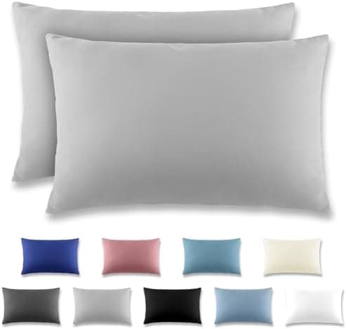 REDKEY Kissenbezug 40x80 cm 2er Set – gebürstetes Mikrofaser, Reißverschluss, waschbar bis 40°C – Anthrazit
