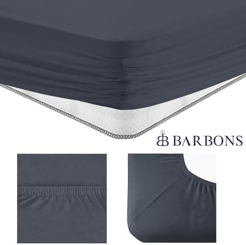 BARBONS Spannbettlaken 140x200 cm – 100% Baumwolle Jersey, für Boxspringbett & Matratzen bis 27 cm – Hellgrau