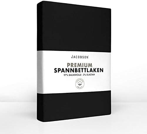 Jacobson Jersey-Spannbettlaken aus Baumwolle – OEKO-TEX STANDARD 100, 180x200–200x200 cm, Weiß