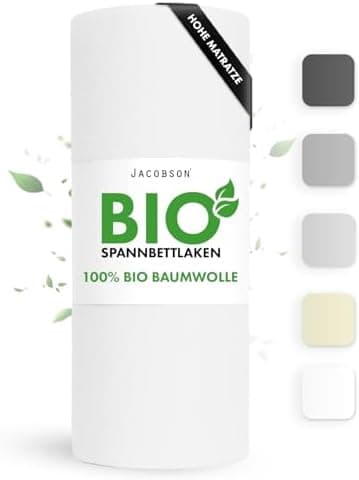 Jacobson Spannbettlaken 180×200 cm – GOTS‑zertifizierte Bio‑Baumwolle