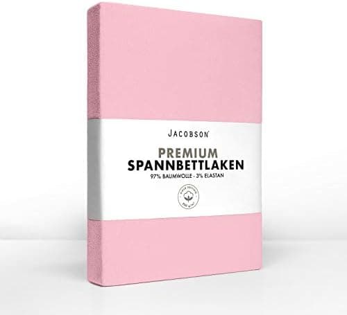 Jacobson Jersey-Spannbettlaken aus Baumwolle – OEKO-TEX STANDARD 100, 180x200–200x200 cm, Weiß