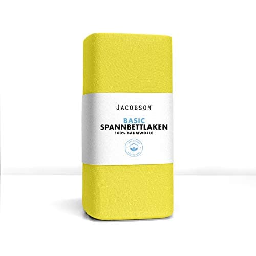 Jacobson Jersey-Spannbettlaken aus Baumwolle – OEKO-TEX STANDARD 100, 180x200–200x200 cm, Weiß
