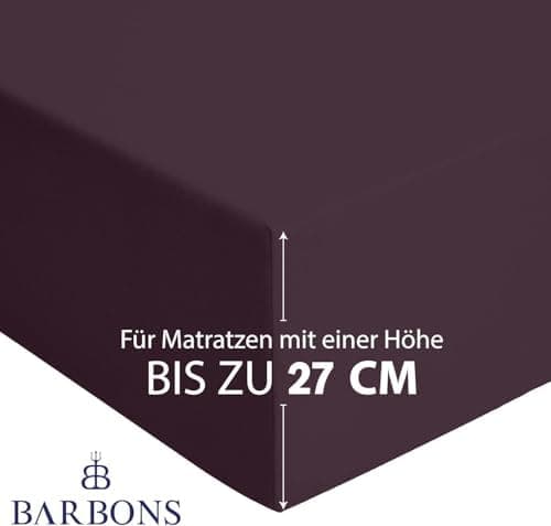 BARBONS Spannbettlaken 140x200 cm – 100% Baumwolle Jersey, für Boxspringbett & Matratzen bis 27 cm – Hellgrau