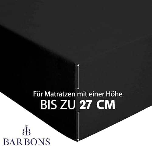 BARBONS Spannbettlaken 140x200 cm – 100% Baumwolle Jersey, für Boxspringbett & Matratzen bis 27 cm – Hellgrau