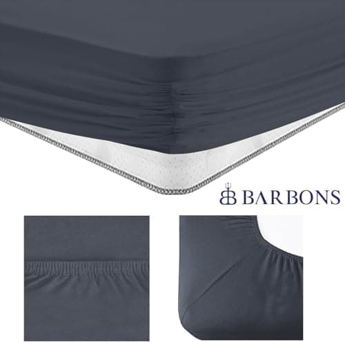 BARBONS Spannbettlaken 140x200 cm – 100% Baumwolle Jersey, für Boxspringbett & Matratzen bis 27 cm – Hellgrau
