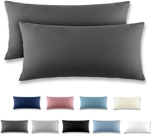 REDKEY Kissenbezug 40x80 cm 2er Set – gebürstetes Mikrofaser, Reißverschluss, waschbar bis 40°C – Anthrazit