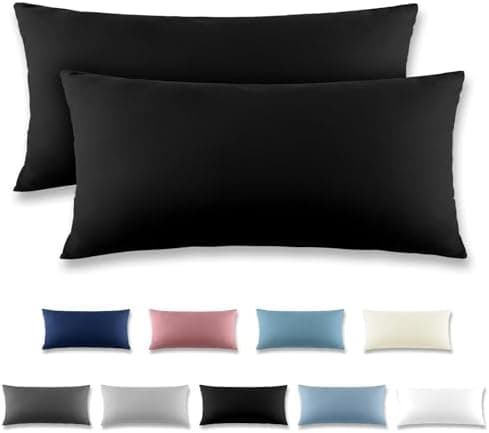 REDKEY Kissenbezug 40x80 cm 2er Set – gebürstetes Mikrofaser, Reißverschluss, waschbar bis 40°C – Anthrazit