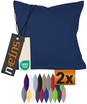 Doppelpack Baumwoll-Kissenbezüge 40 x 15 cm – Navyblau, schlichtes modernes Design