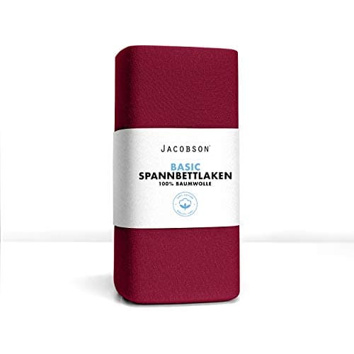 Jacobson Jersey-Spannbettlaken aus Baumwolle – OEKO-TEX STANDARD 100, 180x200–200x200 cm, Weiß