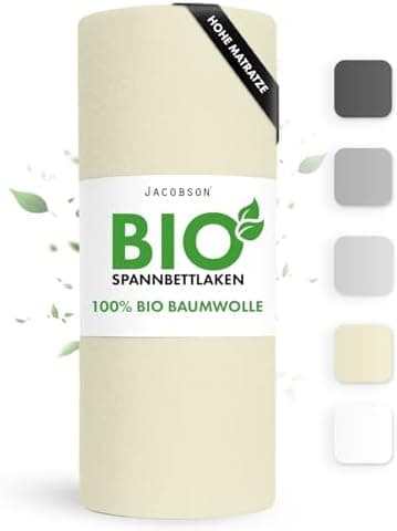Jacobson Spannbettlaken 180×200 cm – GOTS‑zertifizierte Bio‑Baumwolle