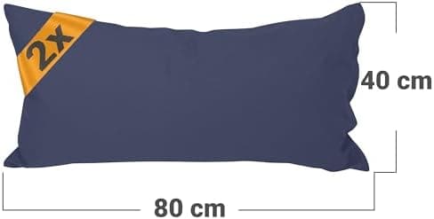Doppelpack Baumwoll-Kissenbezüge 40 x 15 cm – Navyblau, schlichtes modernes Design