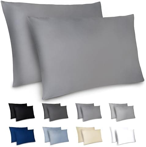 Dreamzie Kissenbezug 40x80 (2er Set) – Mikrofaser weich, OEKO-TEX STANDARD 100, Anthrazit mit Reißverschluss