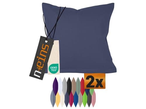 Doppelpack Baumwoll-Kissenbezüge 40 x 15 cm – Navyblau, schlichtes modernes Design