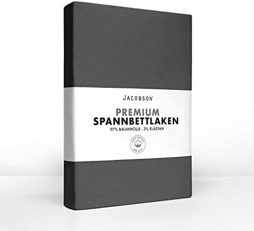 Jacobson Jersey-Spannbettlaken aus Baumwolle – OEKO-TEX STANDARD 100, 180x200–200x200 cm, Weiß