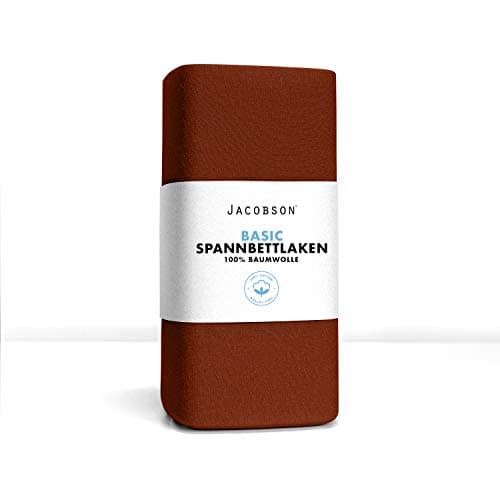 Jacobson Jersey-Spannbettlaken aus Baumwolle – OEKO-TEX STANDARD 100, 180x200–200x200 cm, Weiß