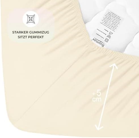 Buymax® Spannbettlaken 140x200 cm – 100% Baumwolle (Jersey), für Matratzen bis 25 cm