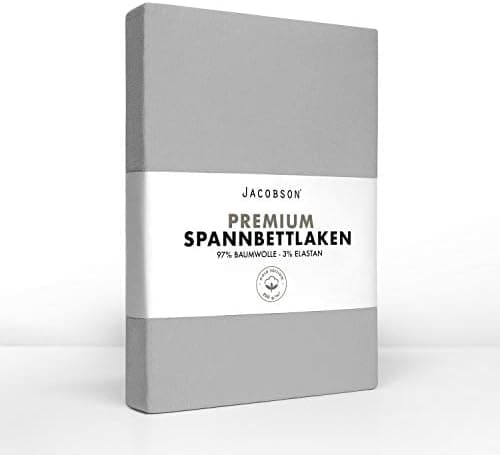Jacobson Jersey-Spannbettlaken aus Baumwolle – OEKO-TEX STANDARD 100, 180x200–200x200 cm, Weiß