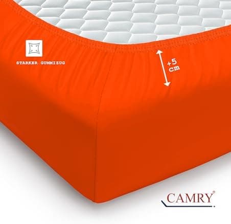 Camry Spannbettlaken 180x200–200x200 cm – Baumwoll‑Jersey Orange