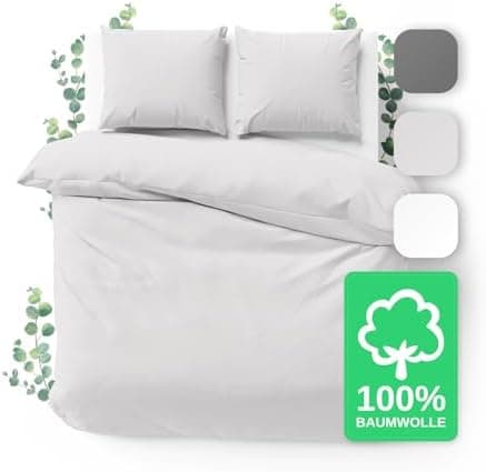JACOBSON Bettwäsche 135x200 – 100% Baumwolle Perkal, OEKO‑TEX, 2‑teilig (135x200 + 80x80) mit Reißverschluss, Anthrazit