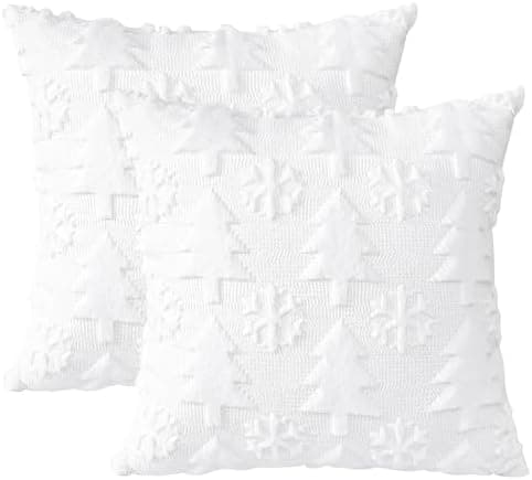 Artscope 2er-Set Kissenbezüge (40x40 cm) – weicher Kurzplüsch Wollsamt, Schneeflocke Creme Beige
