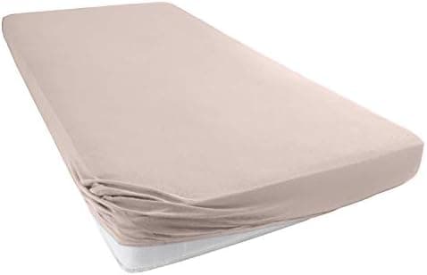 Jersey-Spannbettlaken 100% Baumwolle – 90–100×200 cm, für Matratzen bis 25 cm (Steghöhe bis 23 cm), Beige