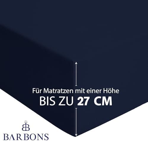 BARBONS Spannbettlaken 140x200 cm – 100% Baumwolle Jersey, für Boxspringbett & Matratzen bis 27 cm – Hellgrau