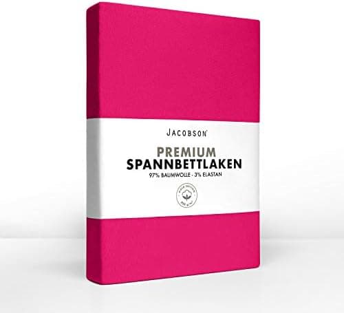 Jacobson Jersey-Spannbettlaken aus Baumwolle – OEKO-TEX STANDARD 100, 180x200–200x200 cm, Weiß