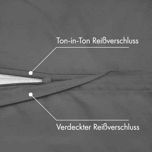 JACOBSON Bettwäsche 135x200 – 100% Baumwolle Perkal, OEKO‑TEX, 2‑teilig (135x200 + 80x80) mit Reißverschluss, Anthrazit