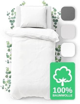 JACOBSON Bettwäsche 135x200 – 100% Baumwolle Perkal, OEKO‑TEX, 2‑teilig (135x200 + 80x80) mit Reißverschluss, Anthrazit
