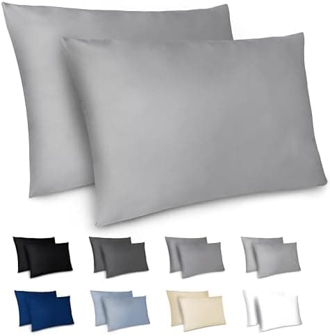Dreamzie Kissenbezug 40x80 (2er Set) – Mikrofaser weich, OEKO-TEX STANDARD 100, Anthrazit mit Reißverschluss