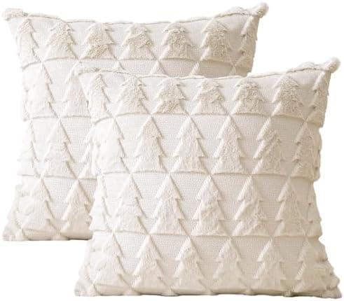 Artscope 2er-Set Kissenbezüge (40x40 cm) – weicher Kurzplüsch Wollsamt, Schneeflocke Creme Beige
