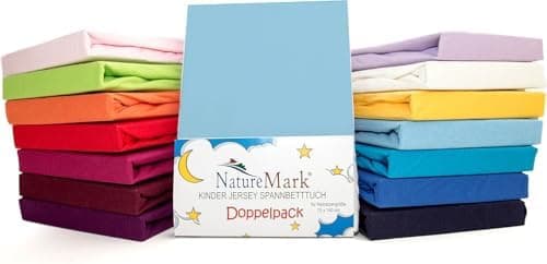 NatureMark Spannbettlaken / Spannbetttuch 100% Baumwolle, anthrazit – 90 x 200 bis 100 x 200 cm