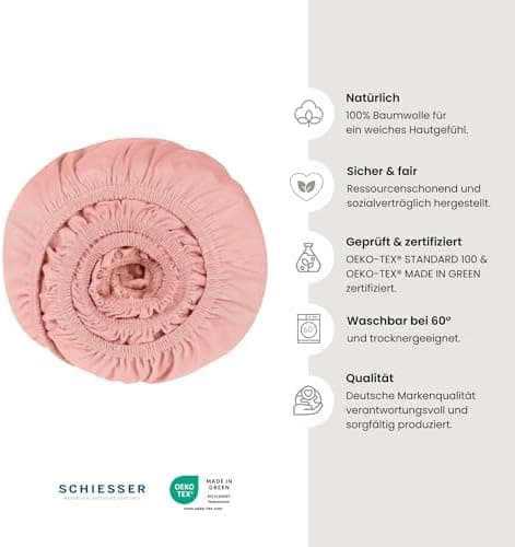Schiesser Spannbettlaken Jessi – 100% gekämmte Baumwolle aus nachhaltiger Produktion | 180–190×200 cm, Matratzenhöhe bis