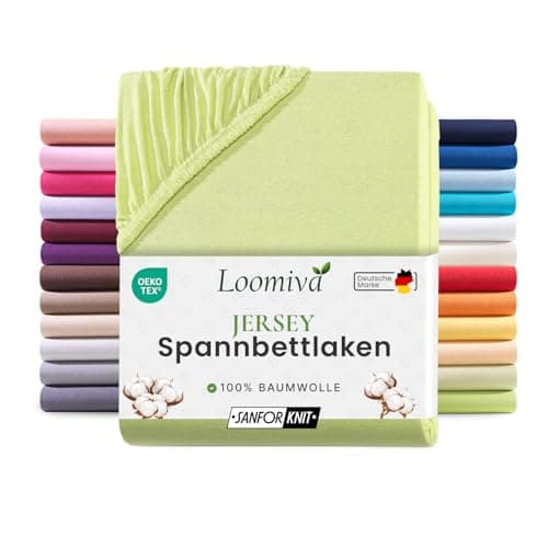 Jersey-Spannbettlaken 100% Baumwolle – 90–100×200 cm, für Matratzen bis 25 cm (Steghöhe bis 23 cm), Beige